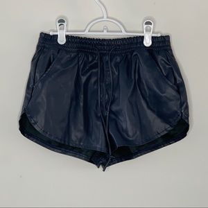 Navy Faux leather style shorts